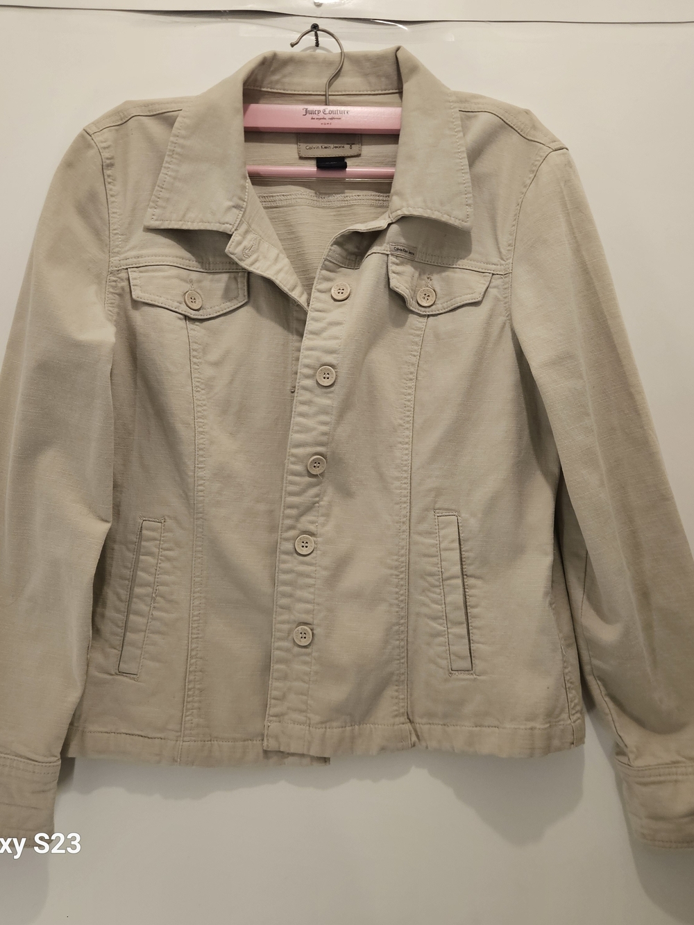 Calvin Klein Jeans Women's Light Beige Button-Up Jean Jacket